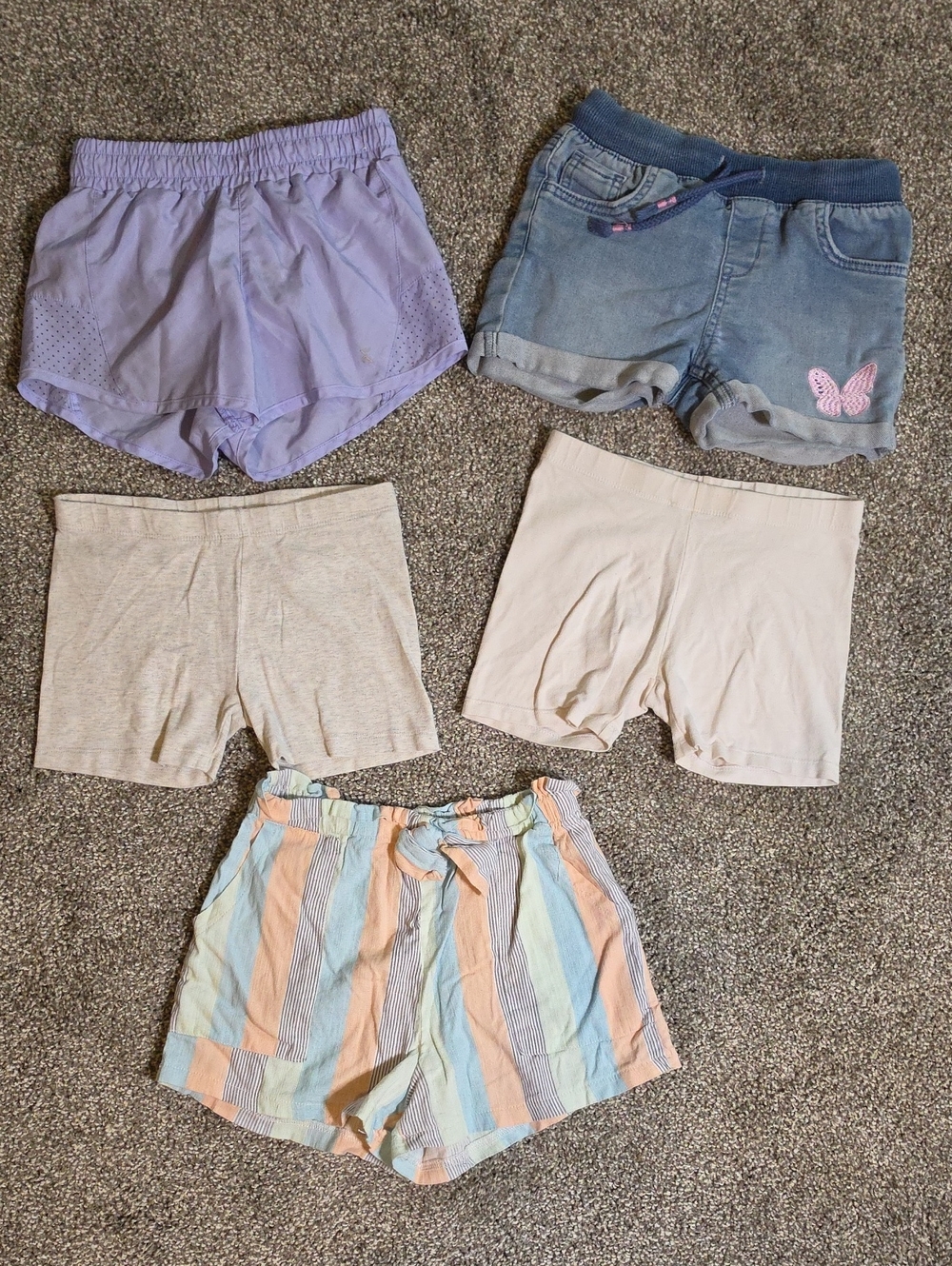 Girls' Shorts Set - Lavender, Denim, Cream & Pastel Stripe